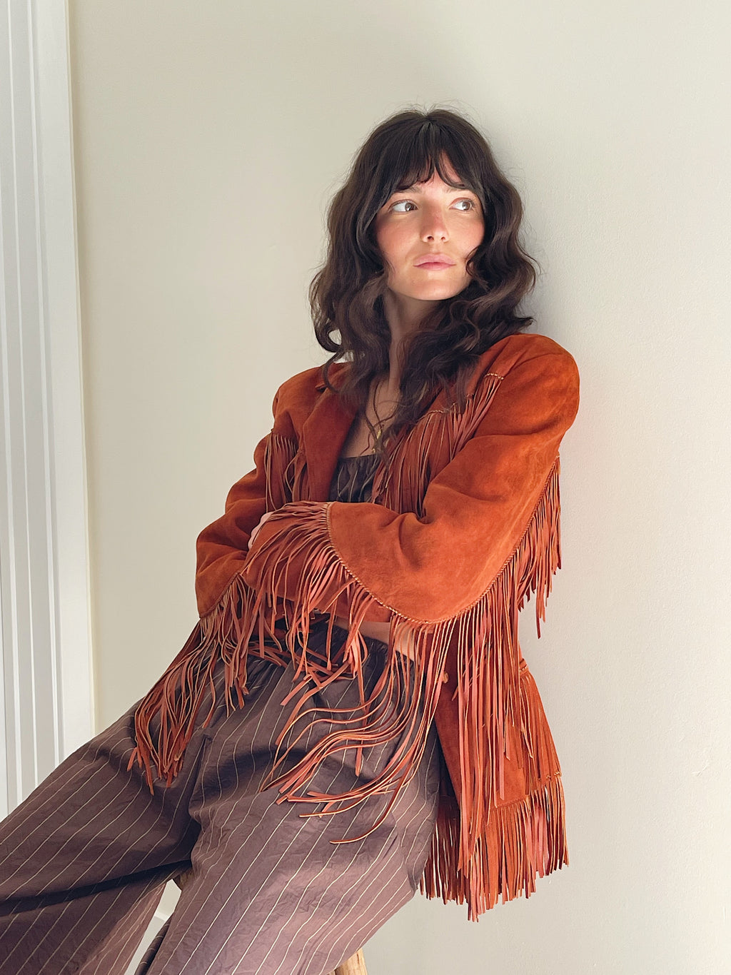 1940s Suede Rust Fringe Jacket – The Ludlow Shop