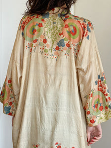 Silk Floral Pongee Kimono