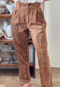 Ralph Lauren Pleated Suede Trousers
