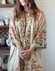 Silk Floral Pongee Kimono