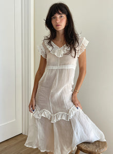 1930s White Organza Ruffle Dress