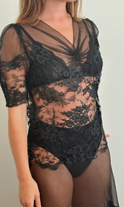 1930s Sheer Silk Organza Lace Dress