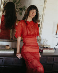1930s Red Organza Dress