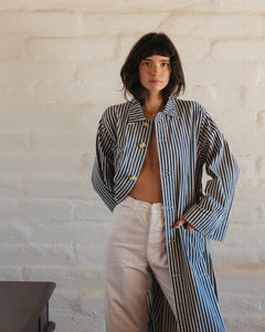 Oliver Denim Trench Railroad Stripe