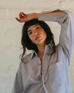 Sandra Shirt Narrow Blue Stripe