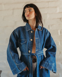 Oliver Denim Trench Washed Indigo