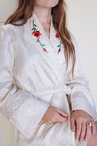 Textured Silk Embroidered Robe Coat