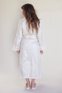Textured Silk Embroidered Robe Coat