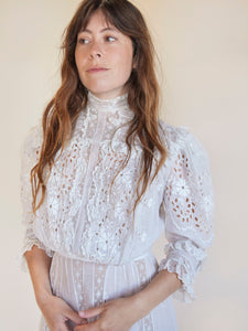 Edwardian Eyelet Floral Lace Lawn Dress