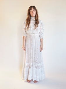 Edwardian Eyelet Floral Lace Lawn Dress
