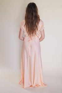 1930s Short Sleeve Silk Gown