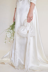 1960s Collared Puff Sleeve Wedding Dress