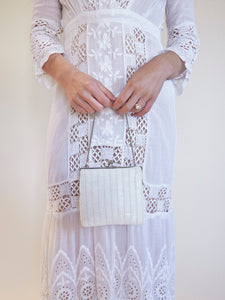 Antique Bridal White Beaded Purse