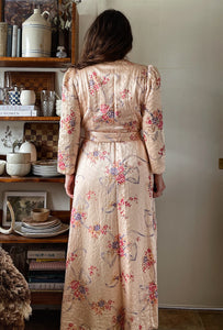 1940s Floral Quilted House Coat