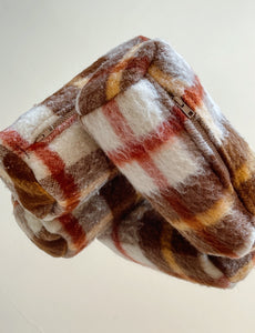 Brown Plaid Wool Blanket Pouch
