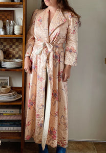 1940s Floral Quilted House Coat